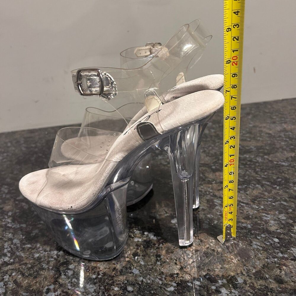 Ellie Platform Sexy Stiletto Heels 7 in. Clear Bottom Sz 10 Women’s - Picture 9 of 9